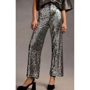 Maeve Anthropologie The Colette Cropped Wide-Leg Sequin Pants SIZE 24P
